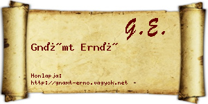 Gnámt Ernő névjegykártya